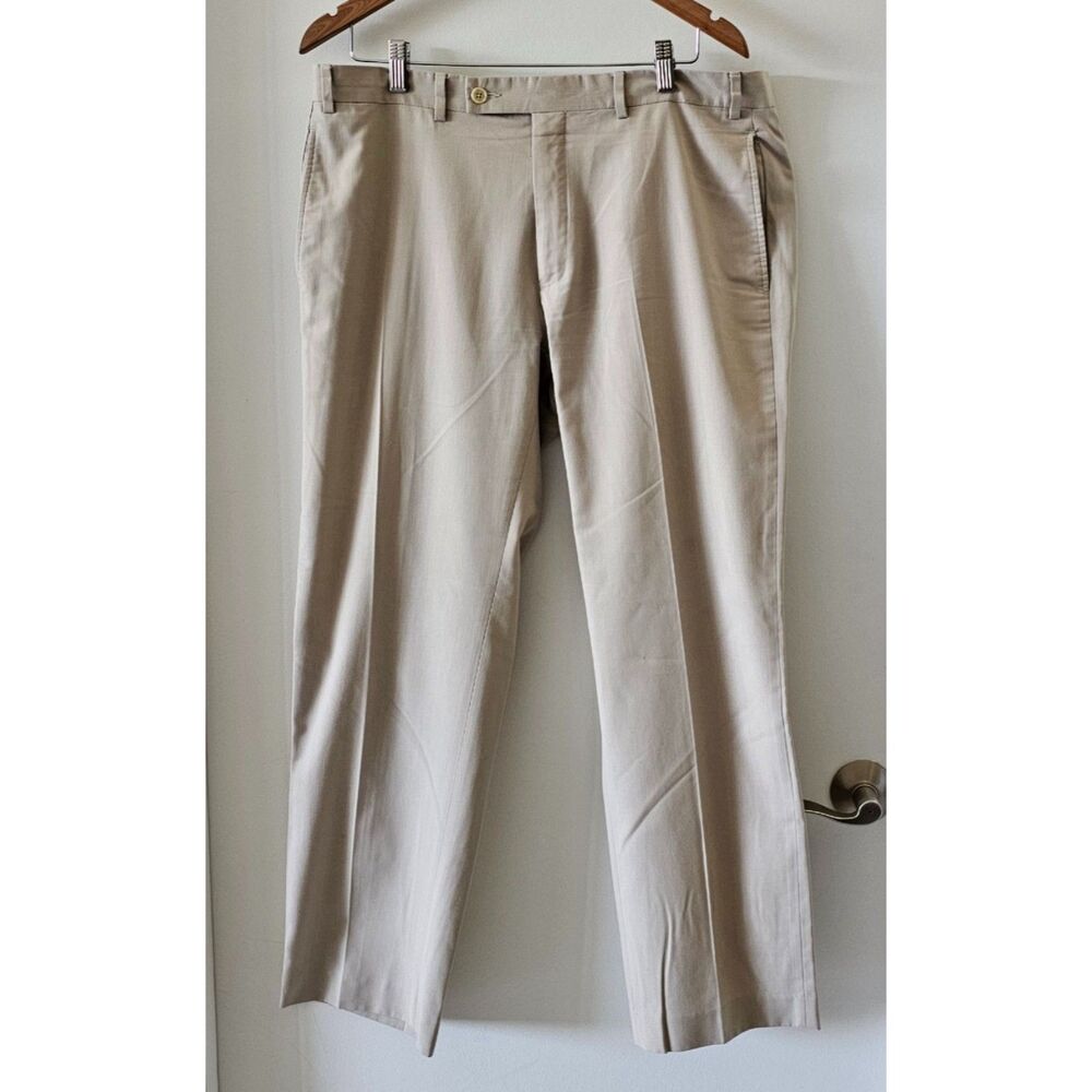Ralph Lauren Men's Beige Classic-Fit Stretch Trousers Dress Pants 36W 30L